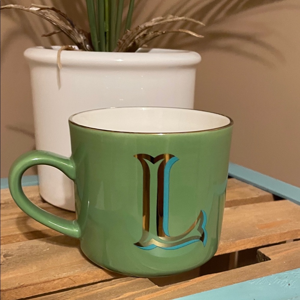 Green Monogram Mug (NWOT)